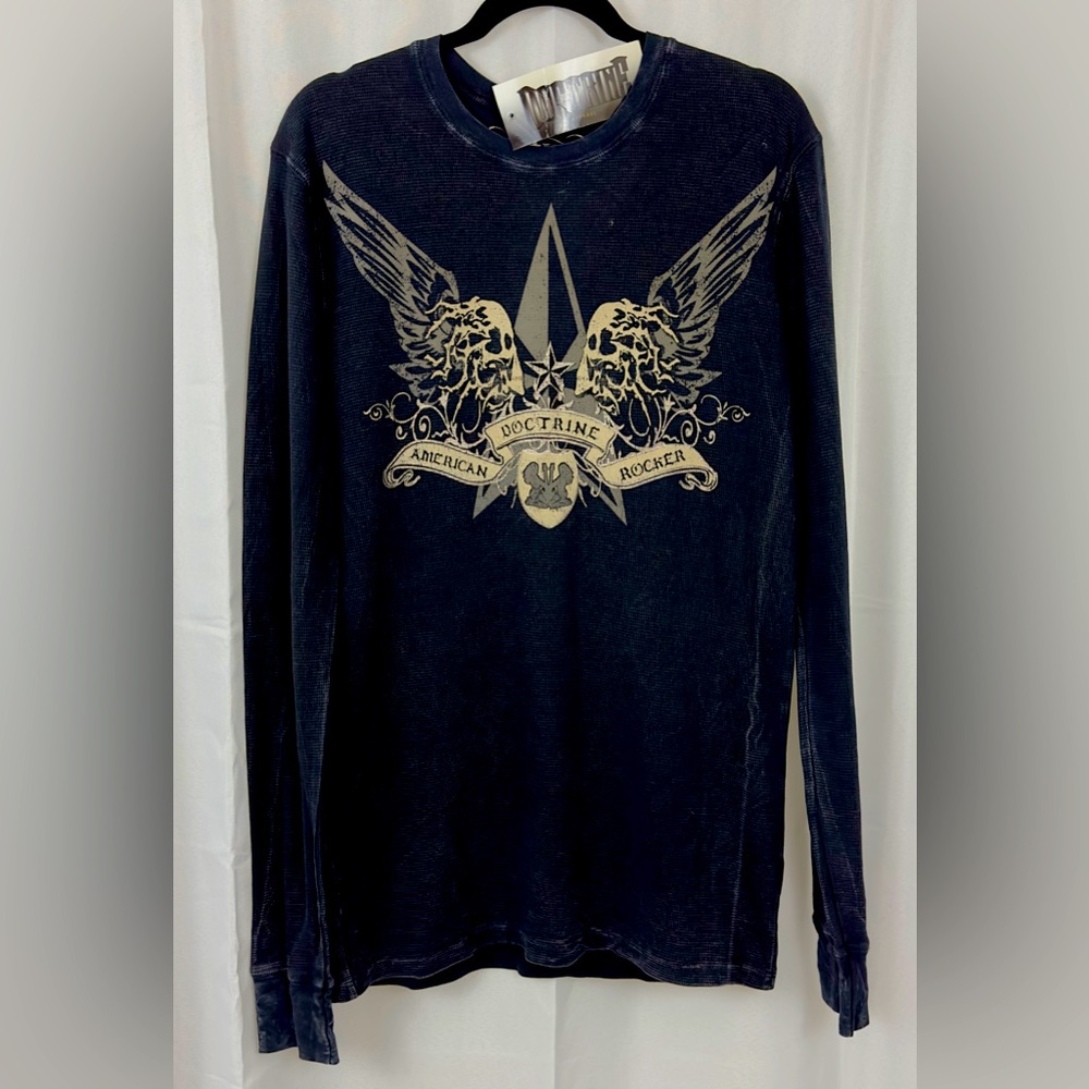 Doctrine American Rocker LA Mineral Black Long Sleeve Thermal Shirt  Medium  NWT